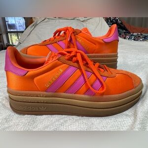 Adidas Gazelle Women's Orange & Pink Sneakers, size 6.